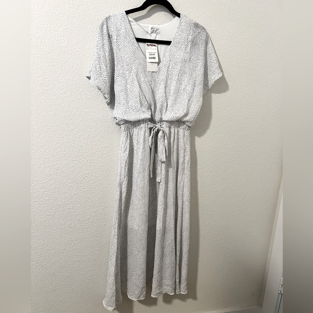 Black and white dot maxi dress with slit